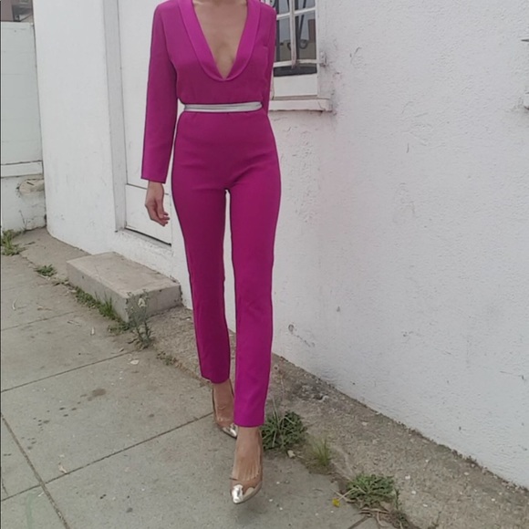 Teotoki Ssense silk couture pink tuxedo jumpsuit catsuit xs - Picture 7 of 8